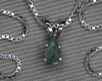 Small Paraiba Tourmaline Necklace 0.19 Carat Sterling Silver Real Genuine Natural Earth Mined Blue Green October Birthstone Pendant PB52