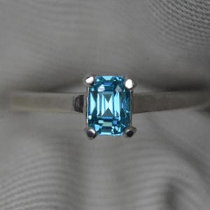 Certified Blue Zircon Solitaire Ring 1.14 Carat Sterling Silver Genuine Natural December Birthstone Jewelry Engagement Anniversary BZ119