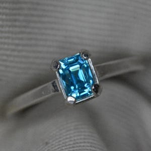 Certified Blue Zircon Solitaire Ring 1.30 Carat Sterling Silver Genuine Natural December Birthstone Jewelry Engagement Anniversary BZ120