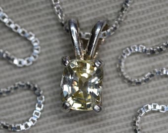 Unheated Yellow Sapphire Necklace 1.00 Carats Untreated Natural Real Genuine Earth Mined September Birthstone Pendant Jewelry