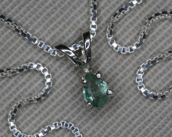 Tiny Paraiba Tourmaline Necklace 0.14 Carat Sterling Silver Real Genuine Natural Earth Mined Blue Green October Birthstone Pendant PB48