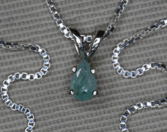 Small Paraiba Tourmaline Necklace 0.17 Carat Sterling Silver Real Genuine Natural Earth Mined Blue Green October Birthstone Pendant PB50