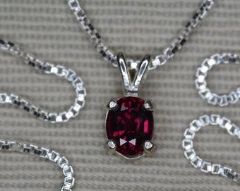 Ruby Necklace 0.54 Carat Pendant Certified Real Genuine Natural July Birthstone Sterling Silver Jewelry Jewellery Oval Cut RP34