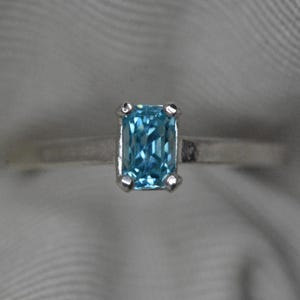 Certified Blue Zircon Solitaire Ring 1.09 Carat Sterling Silver Genuine Natural December Birthstone Jewelry Engagement Anniversary BZ118