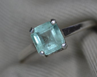 Zertifizierter 1.10 Karat Hellgrüner Kolumbianischer Smaragd Ring Sterling Silber Solitär Echte Echte Natürliche Mai Birthstone Schmuck er113