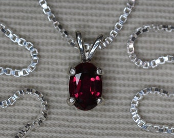 Ruby Necklace 0.50 Carat Pendant Certified Real Genuine Natural July Birthstone Sterling Silver Jewelry Jewellery Oval Cut RP37