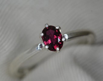 Certified Ruby Ring 0.51 Carats Red July Birthstone Real Genuine Natural Earth Mined Jewelry Sterling Silver Solitaire Gift For Her RR34
