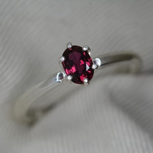 Certified Ruby Ring 0.51 Carats Red July Birthstone Real Genuine Natural Earth Mined Jewelry Sterling Silver Solitaire Gift For Her RR34