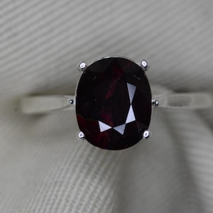 Large Unheated 3.20 Carat Certified Ruby Solitaire Ring July Red Birthstone Sterling Silver Jewelry Earth Mined Natural Genuine Gem U153