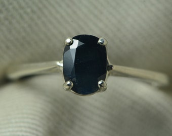 Zertifizierter Mitternachtsblauer Saphir Ring 1,27 Karat Sterling Silber Solitär Natur echter September Geburtsstein Schmuck SR17