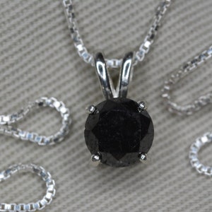 Certified Black Diamond Necklace 1.49 Carat Black Diamond Solitaire Pendant Appraised at 1,490.00 Real Natural Genuine Diamond Jewellery D78
