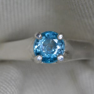 Certified Blue Zircon Solitaire Ring 1.50 Carat Sterling Silver Real Genuine Natural December Birthstone Jewelry Engagement Anniversary BZ72