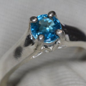 Certified Blue Zircon Solitaire Ring 1.32 Carat Sterling Silver Real Genuine Natural December Birthstone Jewelry Engagement Anniversary BZ71