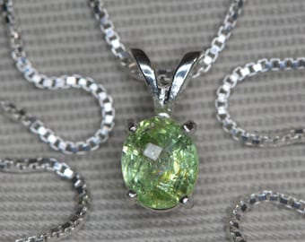 Certified Tsavorite Garnet Necklace 1.17 Carat Appraised Sterling Silver January Green Birthstone Real Genuine Natural Jewelry TS32