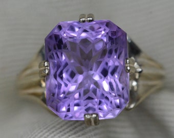Anillo de amatista certificado Solitario de plata de ley de 8,16 quilates, joyería de piedra natal de febrero de color púrpura natural auténtico con corte de precisión AM113