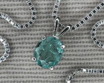 Certified Paraiba Tourmaline Necklace 0.37 Carat Sterling Silver Blue Green October Birthstone Jewelry Pendant PB60