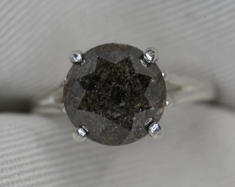 Certified Black Diamond Ring 5.84ct Solitaire Appraised at 5,850.00 Real Natural Genuine Earth Mined Diamond Jewelry April Birthstone D85