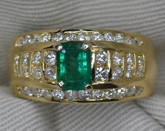 COMING SOON... 18K Gold Emerald And Diamond Semi Mount Ring Natural Genuine Earth Mined May Birthstone Jewelry Gift For Her