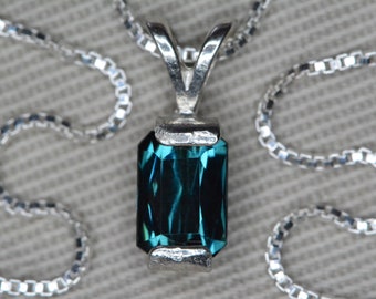 Certified Indicolite Tourmaline Necklace 1.16 Carat Sterling Silver Pendant Natural Real Genuine Earth Mined October Birthstone Jewelry IT32