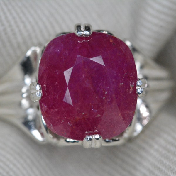 Certified Large Ruby Ring 9.09 Carat July Birthstone Real Genuine Natural Earth Mined Red Ruby Jewelry Sterling Silver Solitaire RR29