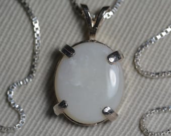 Big 2.84 Carat Australian White Opal Necklace Solid Opal Pendant Sterling Silver Real Genuine Natural Earth Mined October Birthstone Jewelry