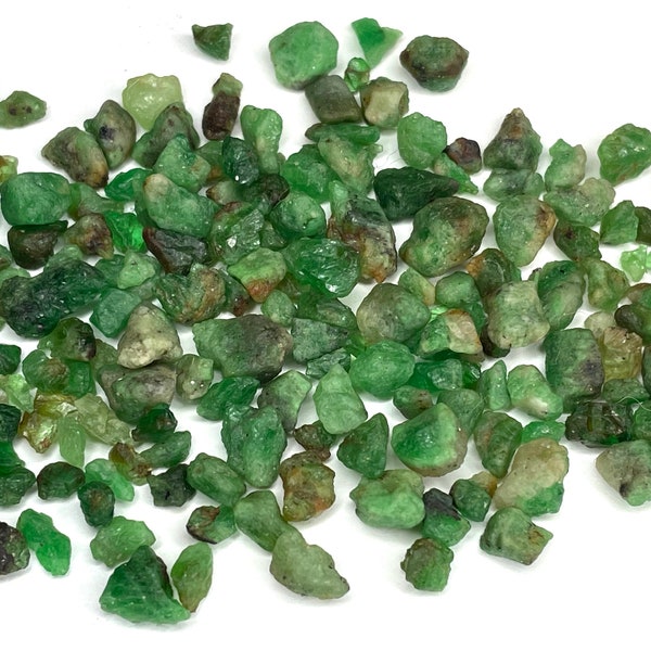 50 Carats Of Small Rough Emeralds Just As They Came Out Of The Earth, May Birthstones For Jewelry Making Or Gem Collection