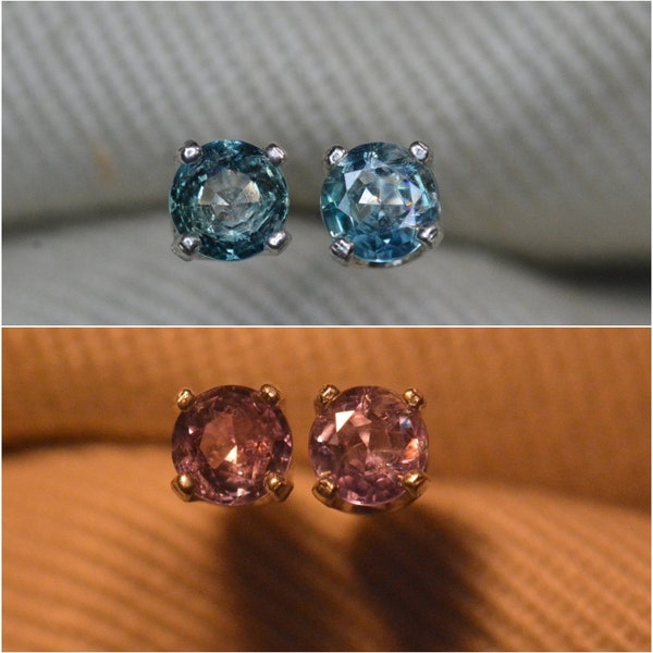 0.38 Carat Alexandrite Stud Earrings With Genuine Earth Mined Stones Natural Real June Birthstone Sterling Silver Jewelry AE138