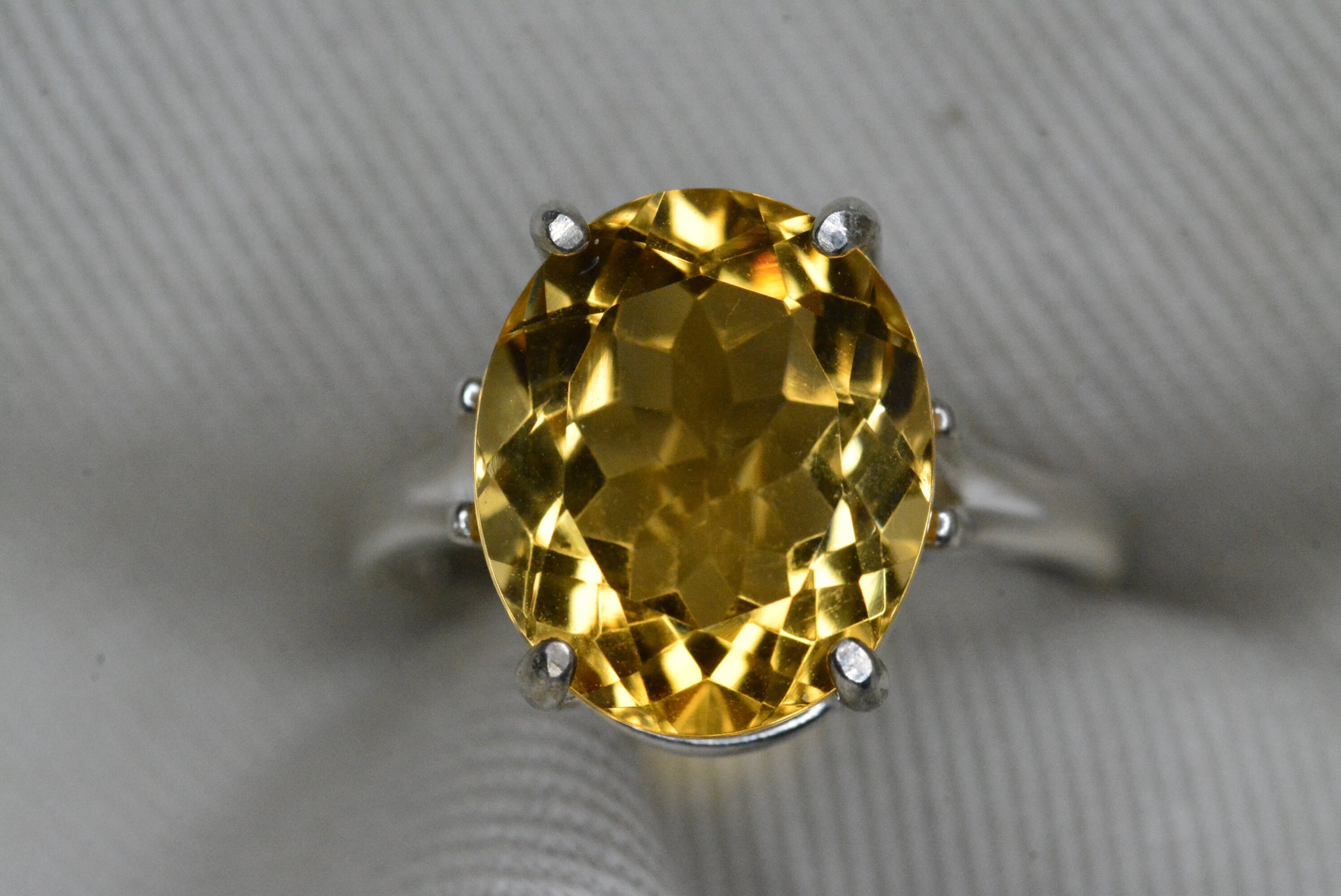 Certified Citrine Ring 5.22 Carat Sterling Silver Solitaire Natural Genuine Real Earth Mined Yellow November Birthstone Gift For Her C6