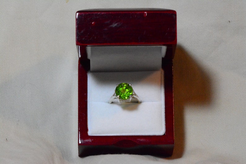 Natural Peridot Solitaire Ring Appraised At 600.00 Sterling Silver Genuine Real August Birthstone Jewelry PR1 5.97 Carat Peridot Ring