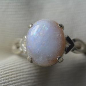 Big Semi Black Australian Opal 2.76 Carat Solitaire Ring Sterling Silver October Birthstone Jewelry Real Natural Genuine Earth Mined