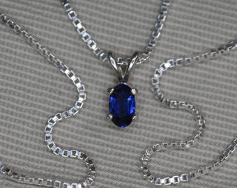 Blue Sapphire Necklace 0.40 Carat September Birthstone Pendant Genuine Real Natural Sterling Silver Jewelry Gift For Her