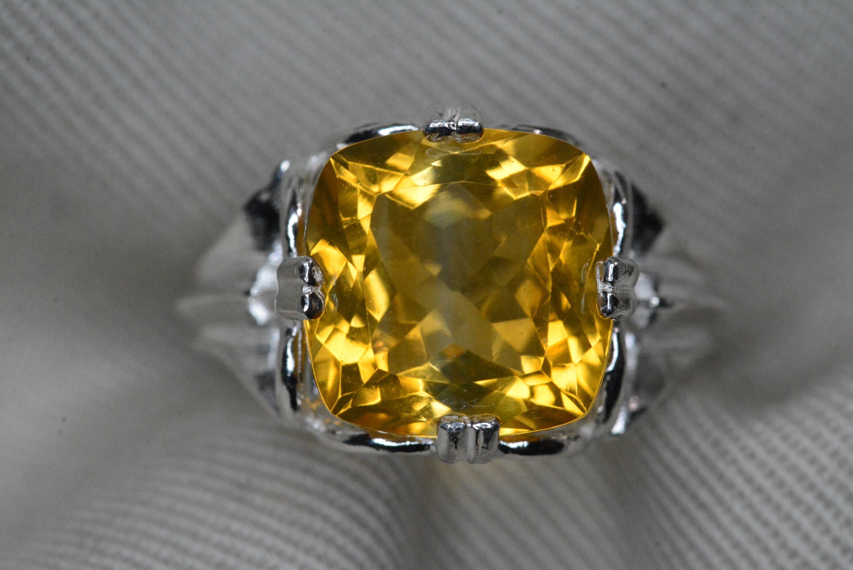 Certified Citrine Ring 7.05 Carat Sterling Silver Solitaire Natural Genuine Real Earth Mined Yellow November Birthstone Gift For Her C37