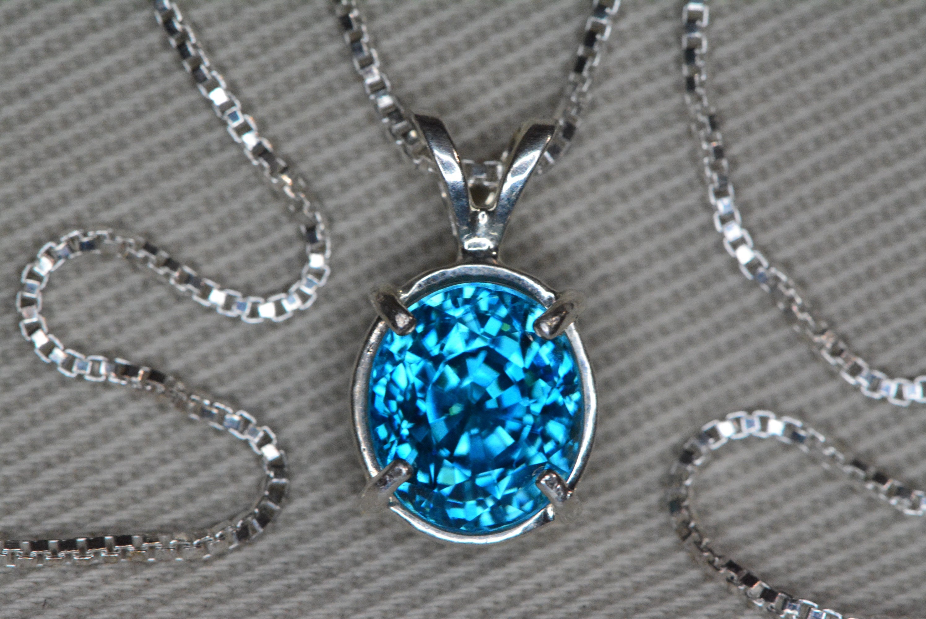 Certified Blue Zircon Necklace 4.13 Carat Pendant Sterling Certified Blue Zircon Necklace 4.13 Carat Pendant Sterling