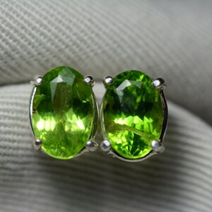 Peridot Earrings, 4.67 Carats Appraised At 450.00, Sterling Silver Natural Green Peridot Jewelry, August Birthstone, Oval Cut Green Peridot