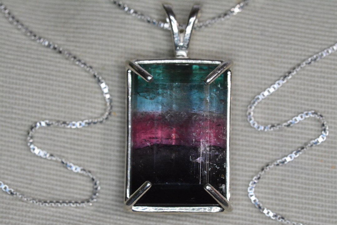 thumbnail image 2 of Luckyshine Oval Rainbow Tourmaline Silver Pendant Necklace Jewelry Set (7 Pcs) 2 of 5