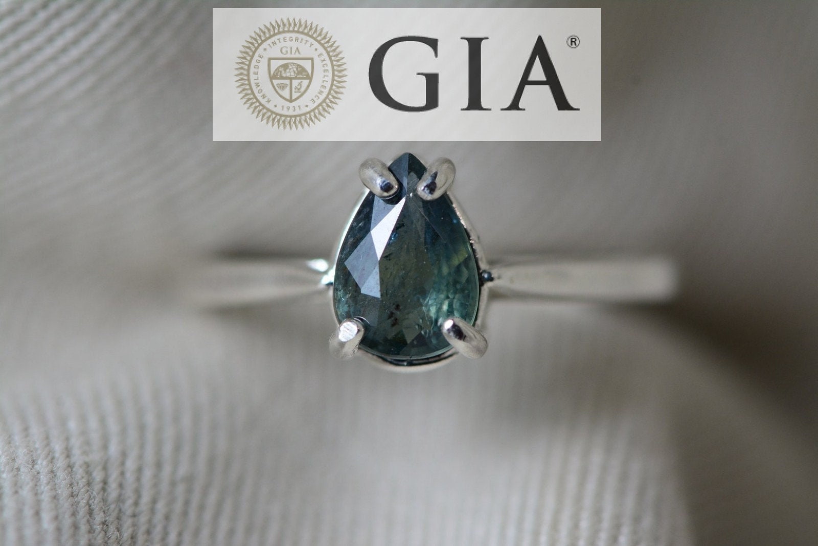 GIA 認定 1.12 カラット 天然サファイア スターリング シルバー 
