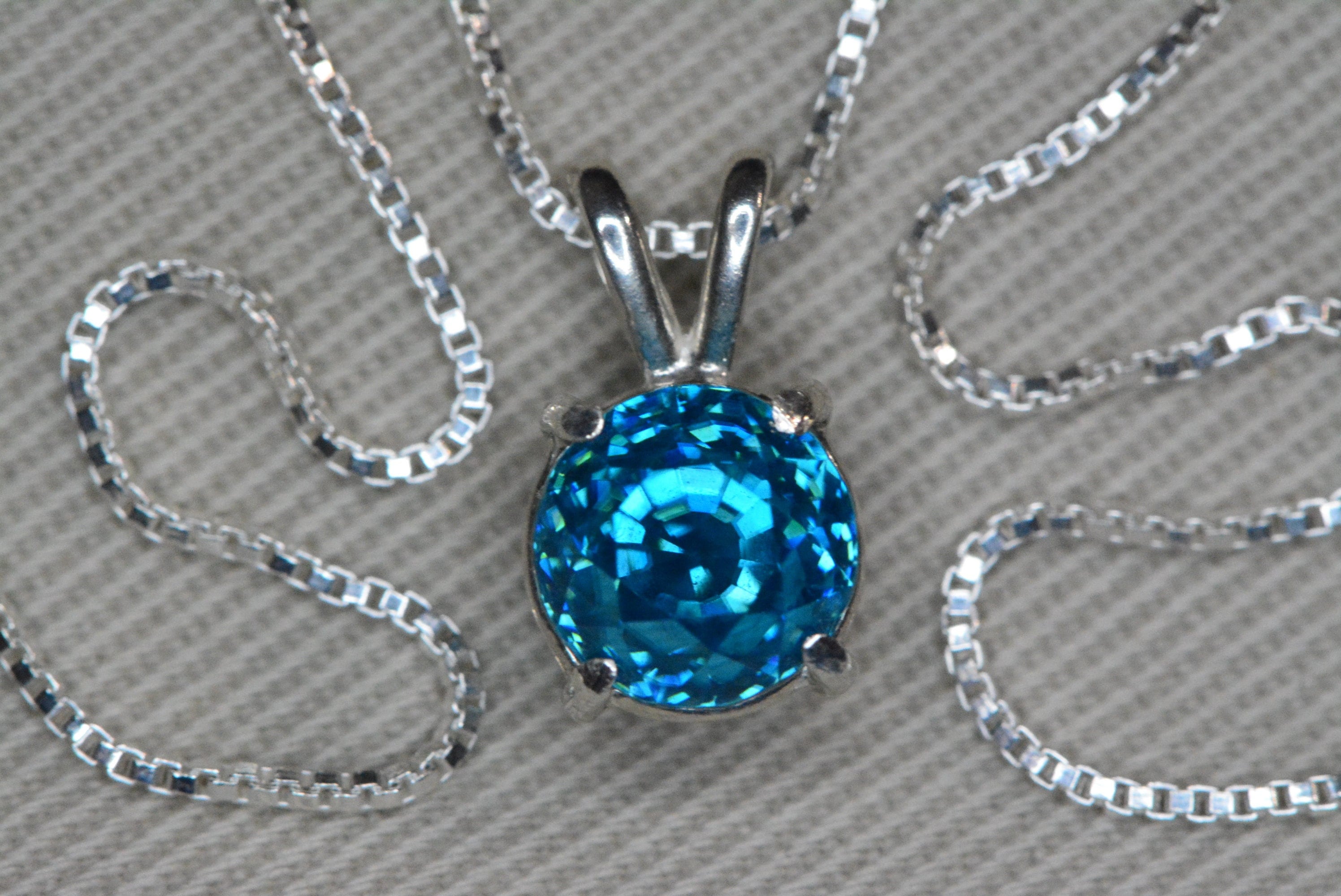 Certified Blue Zircon Necklace 4.42 Carat Pendant Sterling Certified Blue Zircon Necklace 4.42 Carat Pendant Sterling
