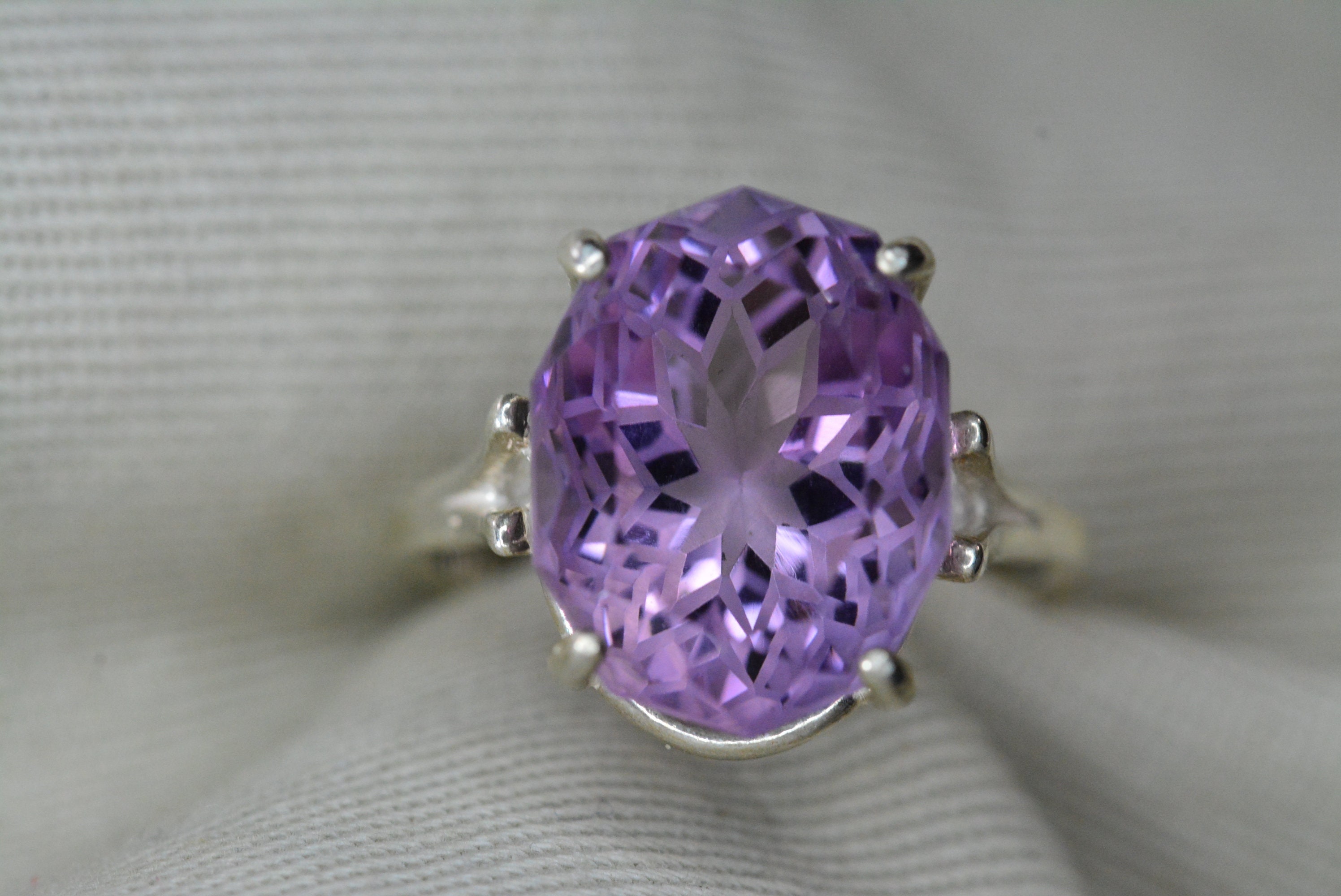Certified Amethyst Ring 8.96 Carat Sterling Silver Solitaire