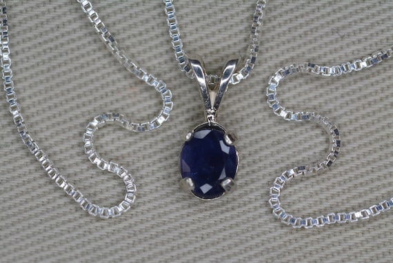 Certified Sapphire Necklace 0.67 Carat September Blue Birthstone Pendant Genuine Real Natural Sterling Silver Jewelry Gift For Her SN13