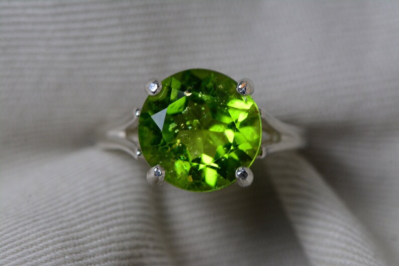 Natural Peridot Solitaire Ring Appraised At 600.00 Sterling Silver Genuine Real August Birthstone Jewelry PR1 5.97 Carat Peridot Ring