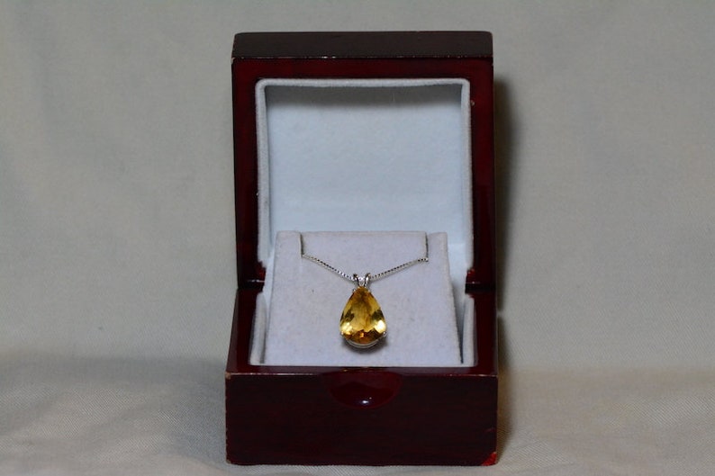 Pear Certified 9.27 Carat Citrine Pendant Appraised 450.00 Sterling Silver Genuine Natural Real November Birthstone Citrine Necklace