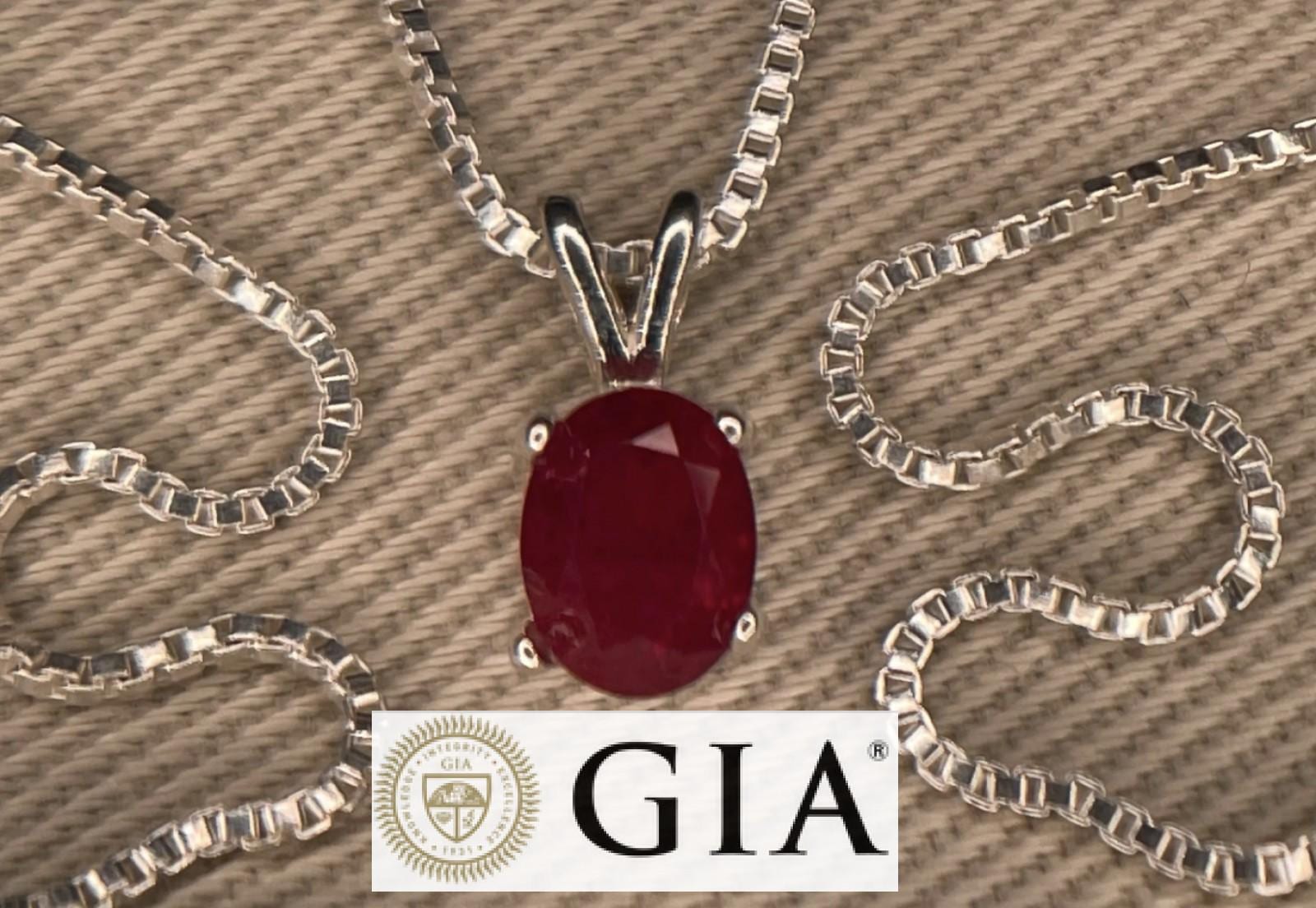 GIA Certified Ruby Necklace 0.53 Carat Pendant Natural Genuine Red