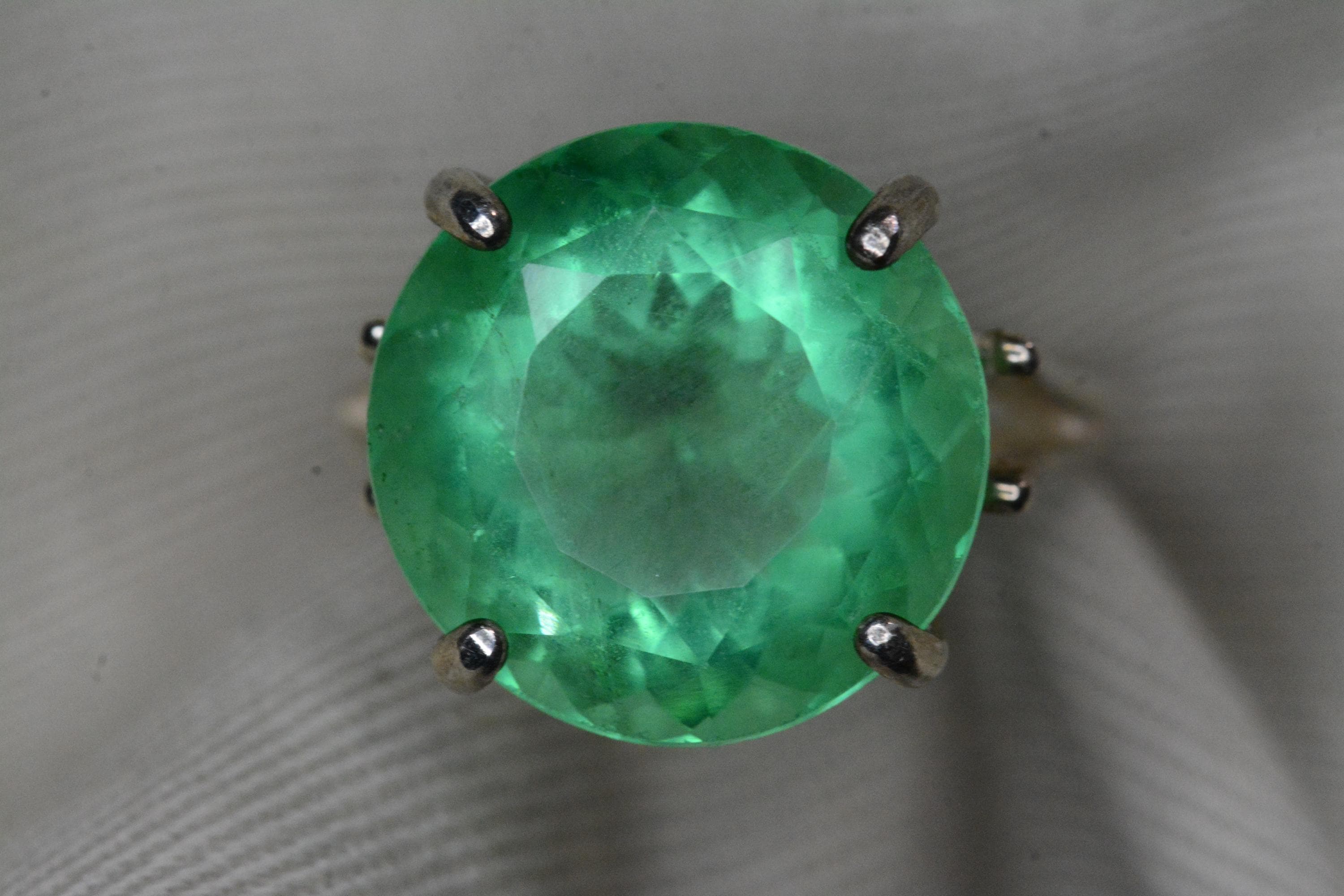 Certified Green Fluorite Ring 14.00 Carat Sterling Silver Solitaire Jewelry Real Genuine Natural Earth Mined Gemstone Gift For Her F35