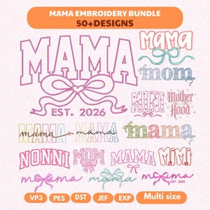 Diseño de bordado de mamá, archivo de bordado de mamá, archivo de pes de mamá, diseño de máquina de bordar apliques de mamá, diseño de bordado de mamá, Bordado