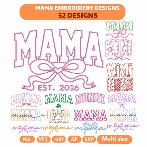 Mama Embroidery Design, Mama embroidery file, Mama pes file, Mama applique embroidery machine design, Mom embroidery design, Bordado