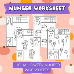 1 bis 10 Zahlen-Arbeitsblatt - Halloween