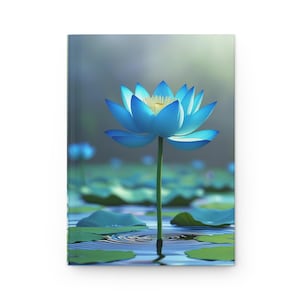 Blue Lotus Hardcover Journal - Nature Inspired, Writing Notebook, Gift for Her, Meditation Journal, Floral Diary
