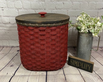 Waste Baskets with Lid / Magazine Basket / Storage Basket / Organizer Basket-Primitive Style/Farmhouse decor-White