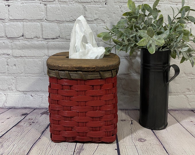 LONGABERGER hand painted Tall square covered floral lid Tissue | Etsy