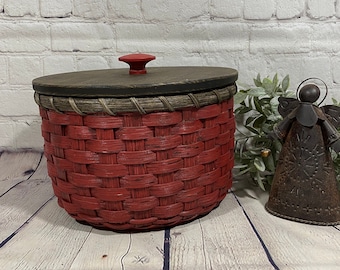 Storage Basket-Paper Plate Basket-Round Basket-Handwoven Basket/Primitive Style